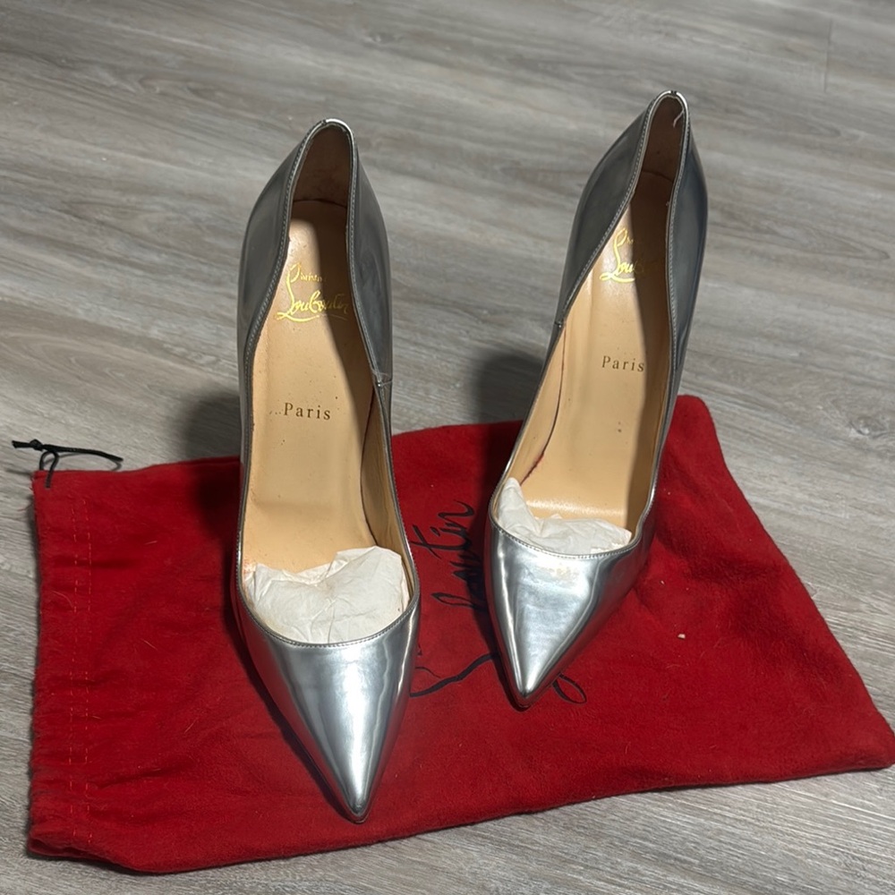 Christian Louboutin Metallic Silver Heels